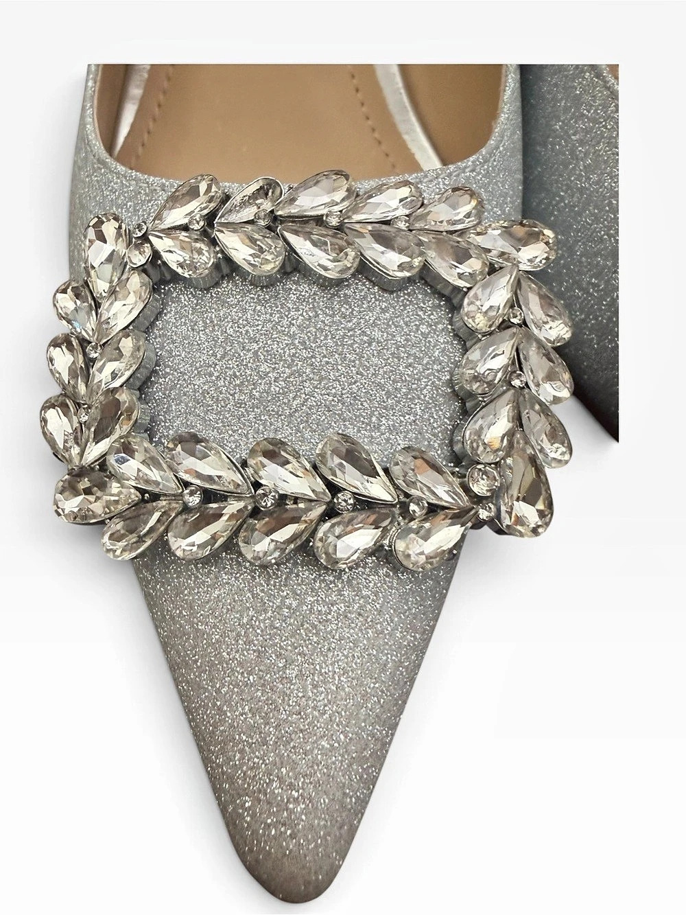 Suiara Crystal Embellished Heels Silver US 7 New - Picture 4 of 8